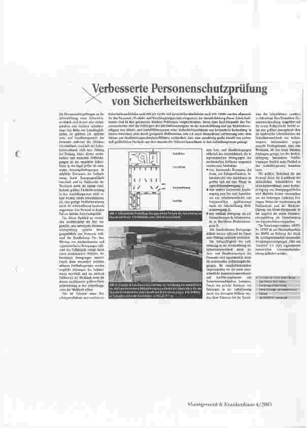 Vorschauseite 1: Verbesserte Personenschutzprüfung von Sicherheitswerkbänken