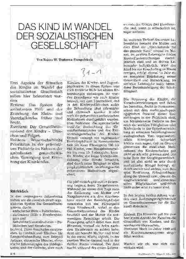 Vorschauseite 1: Das Kind im Wandel der Sozialistischen Gesellschaft