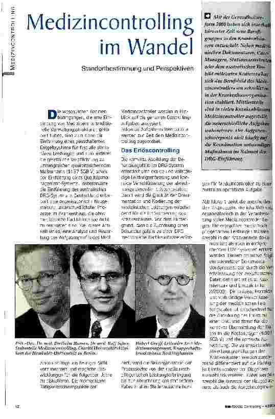 Vorschauseite 1: Medizincontrolling im Wandel Standortbestimmung und Perspektiven