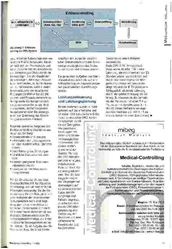 Vorschauseite 2: Medizincontrolling im Wandel Standortbestimmung und Perspektiven
