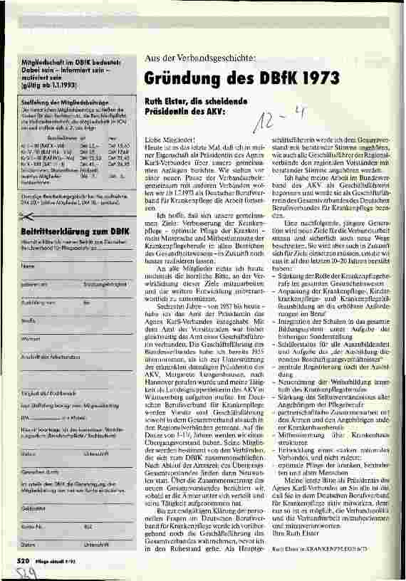Vorschauseite 1: Gründung des DBfK
