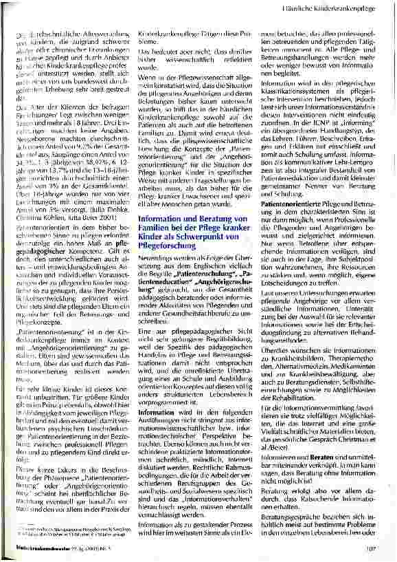 Vorschauseite 3: Information und Beratung von pflegenden Angehörigen in der Häuslichen Kinderkrankenpflege