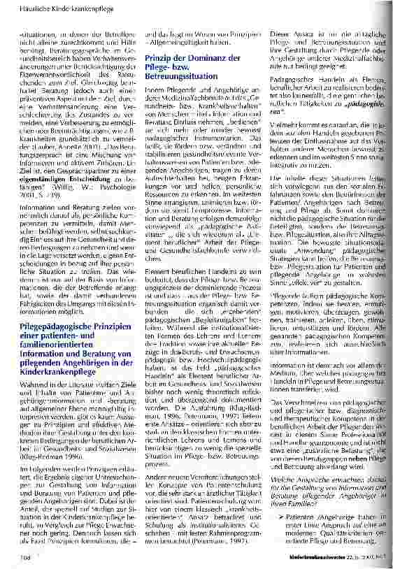 Vorschauseite 4: Information und Beratung von pflegenden Angehörigen in der Häuslichen Kinderkrankenpflege