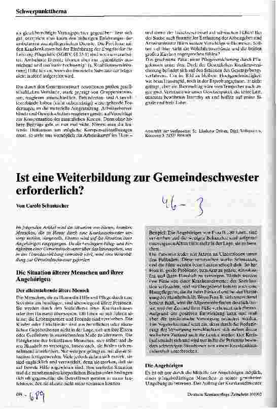 Vorschauseite 1: Ist eine Weiterbildung zur Gemeindeschwester erforderlich?