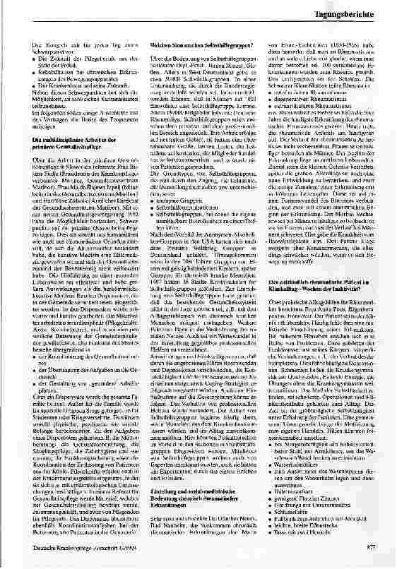 Vorschauseite 2: X. Gießener Internationale Fortbildungstage für Krankenpflege Tagungsbericht 16.-18.3.93