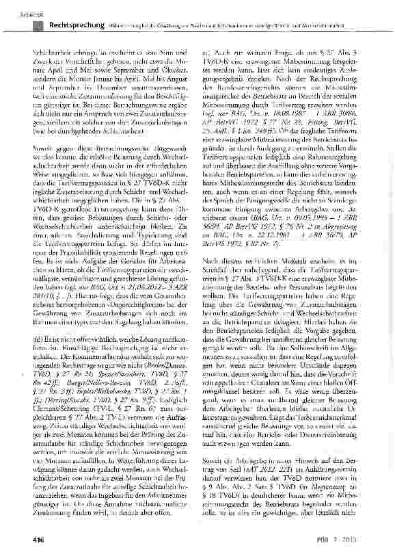 Vorschauseite 6: Mitbestimmung bei der Gewährung von Zusatzurlaub bei alternierender ständiger Schicht-und Wechselschichtarbeit