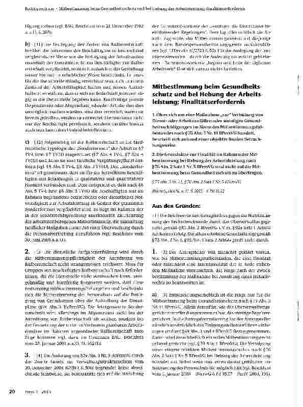 Vorschauseite 2: Mitbestimmung bei der Anordnung von Rufbereitschaft