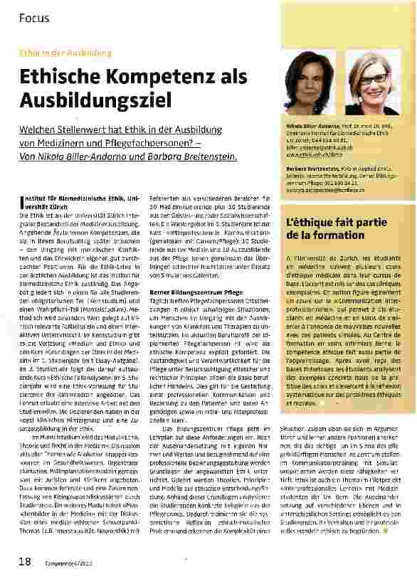 Vorschauseite 1: Ethische Kompetenz als Ausbildungsziel