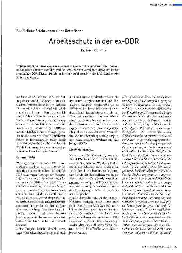 Vorschauseite 1: Arbeitsschutz in der ex-DDR