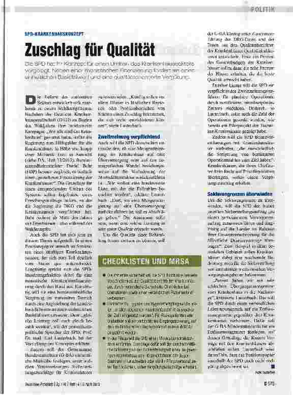 Vorschauseite 1: Zuschlag für Qualität