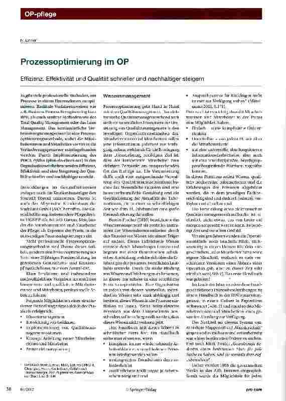Vorschauseite 1: Prozessoptimierung im OP