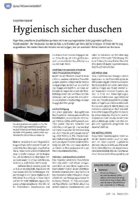 Vorschauseite 1: Hygienisch sicher duschen