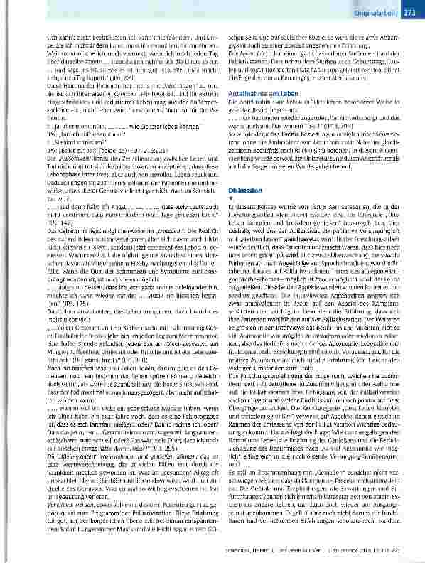 Vorschauseite 6: Ums Leben kämpfen und trotzdem genießen -die Perspektive von Patienten und Angehörigen auf der Palliativstation