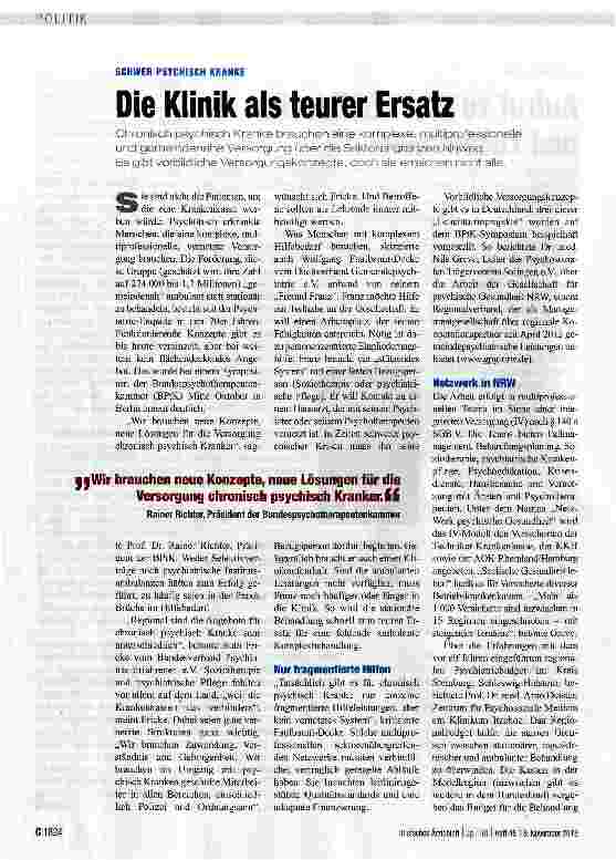 Vorschauseite 1: Die Klinik als teurer Ersatz