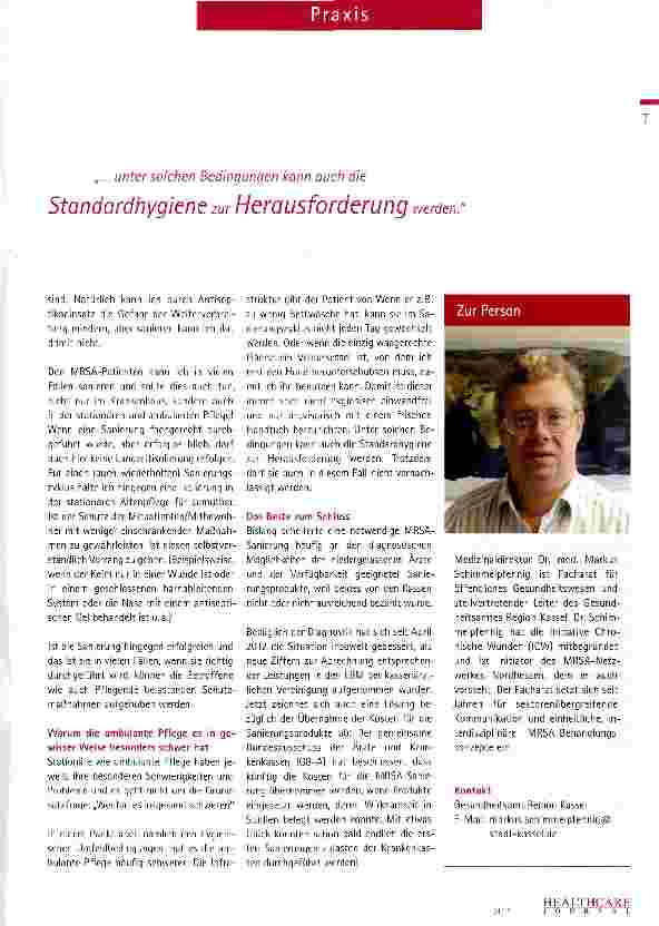 Vorschauseite 4: Hygiene und multiresistente Erreger (MRE): Ein Langweilerthema oder noch lange nicht gegessen?