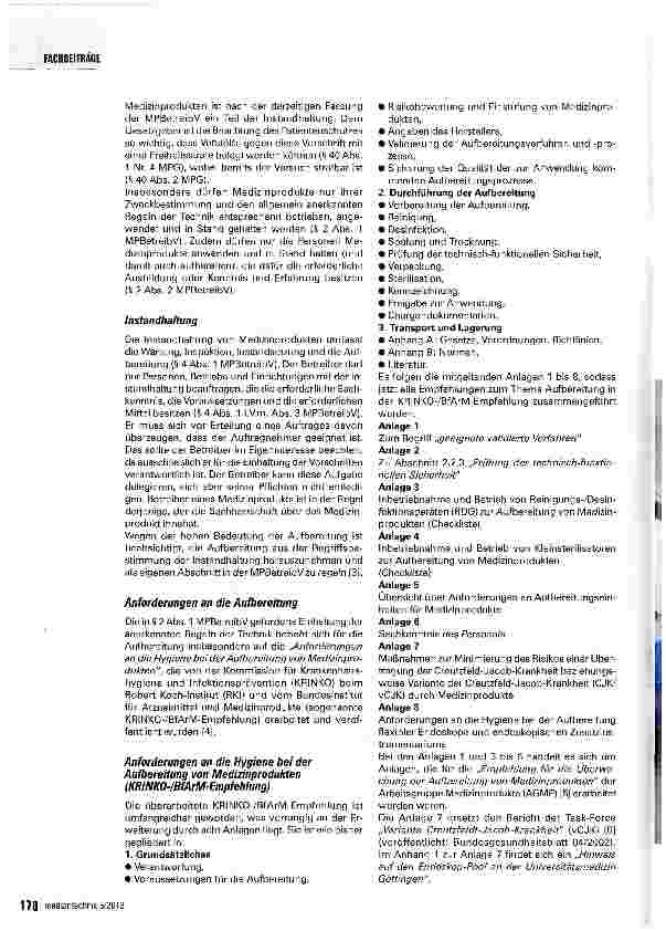 Vorschauseite 2: Anforderungen an die Hygiene bei der Aufbereitung von Medizinprodukten