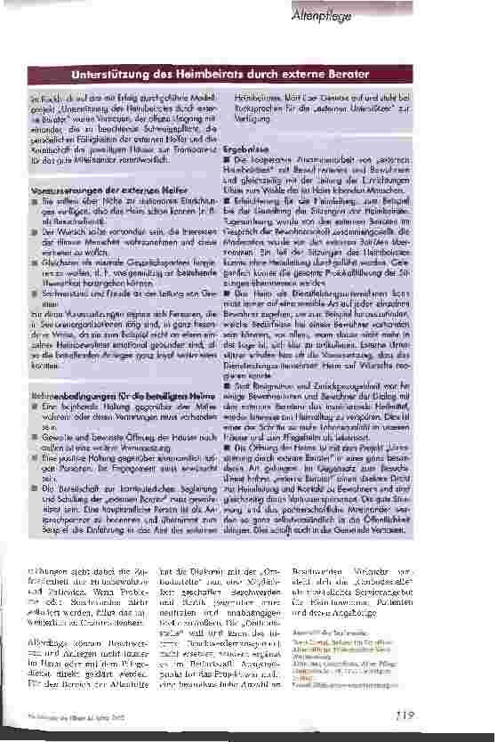 Vorschauseite 2: Verbraucherschutz in der stationären Altenhilfe
