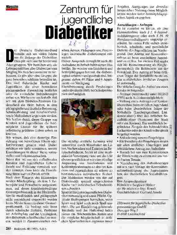 Vorschauseite 1: Zentrum für jugendliche Diabetiker
