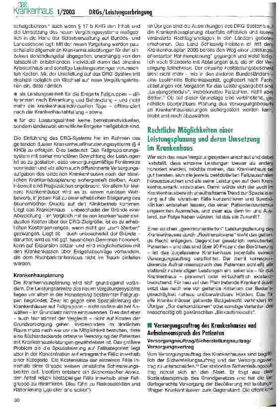 Vorschauseite 3: Rechtliche Aspekte einer leistungsbezogenen Spezialisierung des Krankenhauses unter DRG-Bedingungen