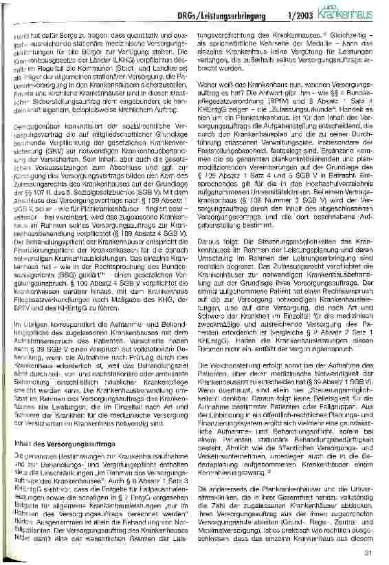 Vorschauseite 4: Rechtliche Aspekte einer leistungsbezogenen Spezialisierung des Krankenhauses unter DRG-Bedingungen