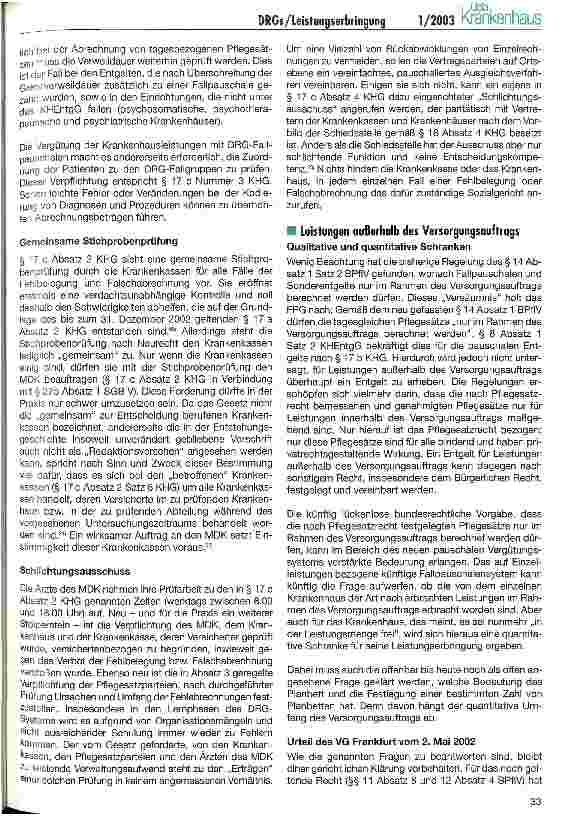 Vorschauseite 6: Rechtliche Aspekte einer leistungsbezogenen Spezialisierung des Krankenhauses unter DRG-Bedingungen
