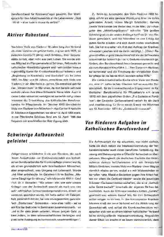 Vorschauseite 4: Viola Riederer Freiin von Paar Schönau Die erste Vorsitzende des Katholischen Berufsverbandes für Pflegeberufe