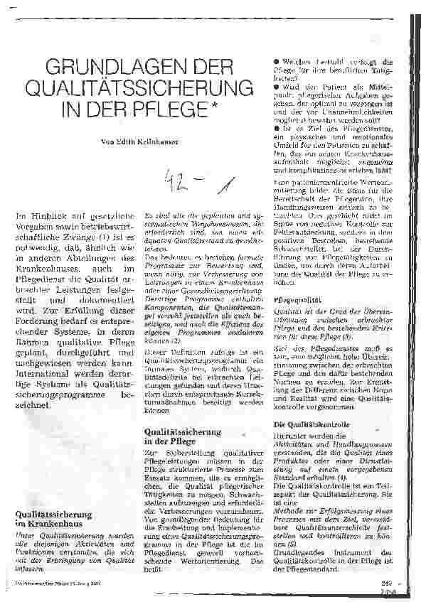Vorschauseite 1: Grundlagen der Qualitätssicherung in der Pflege