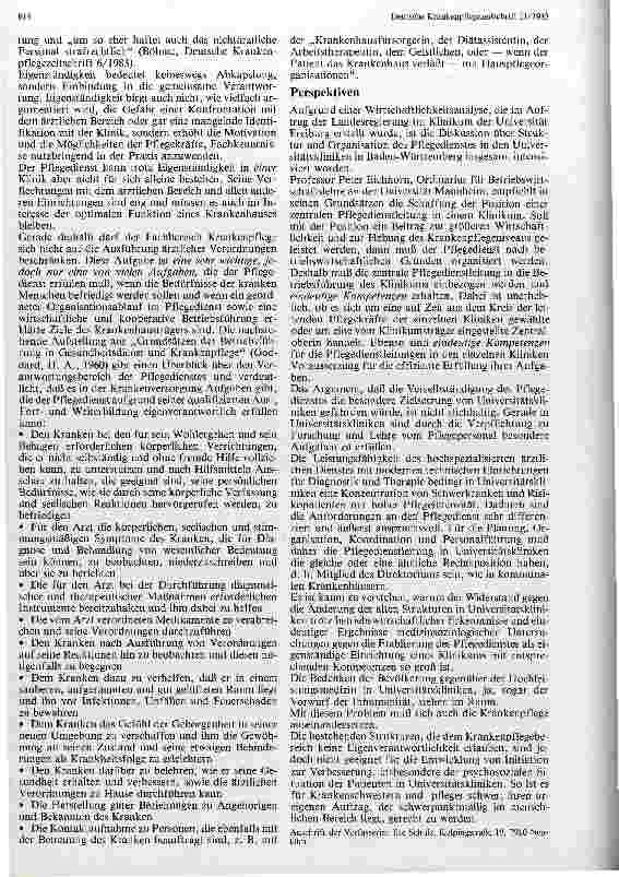 Vorschauseite 3: Die Position des Pflegedienstes in Universitätskliniken in Baden Württemberg