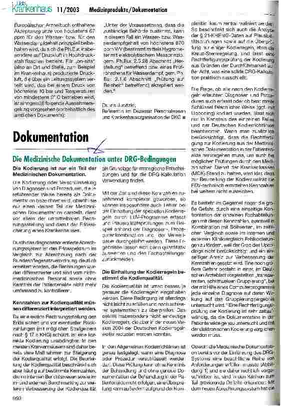 Vorschauseite 1: Die Medizinische Dokumentation unter DRG-Bedingungen