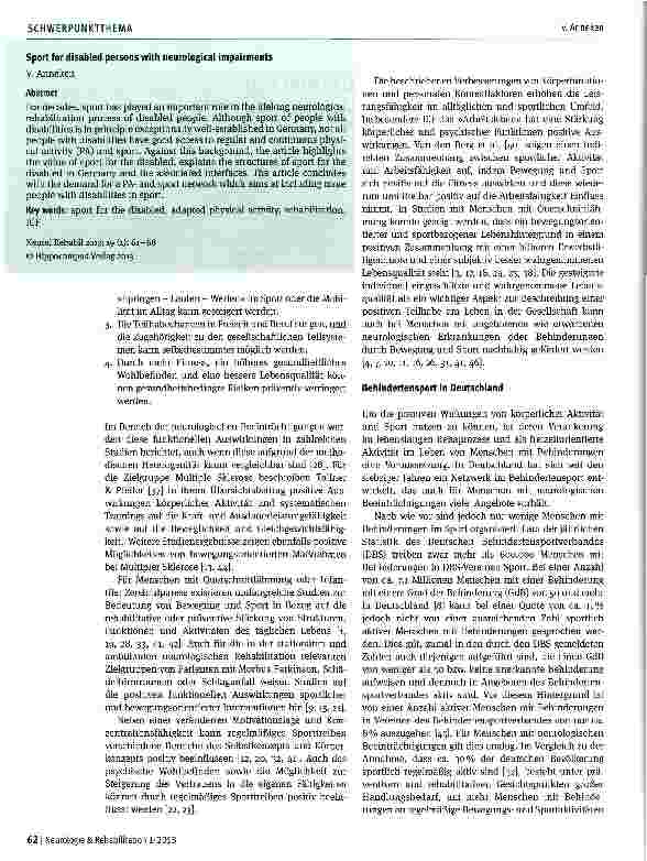 Vorschauseite 2: Behindertensport für Menschen mit neurologischen Beeinträchtigungen