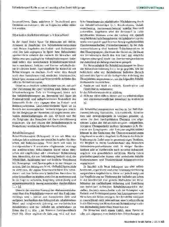 Vorschauseite 3: Behindertensport für Menschen mit neurologischen Beeinträchtigungen