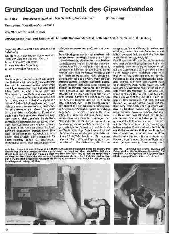 Vorschauseite 1: Grundlagen und Technik des Gipsverbandes 33.Folge:Rumpfgipsverband mit Schulterteilen,Sonderformen(Fortsetzung)