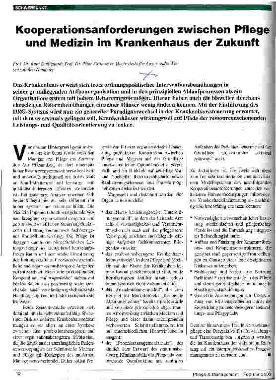 Vorschauseite 1: Kooperationsanforderungen zwischen Pflege und Medizin im Krankenhaus der Zukunft