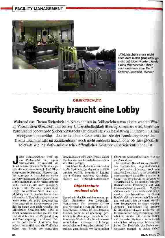 Vorschauseite 1: Objektschutz: Security braucht eine Lobby