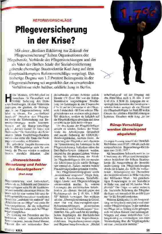 Vorschauseite 1: Reformvorschläge: Pflegeversicherung in der Krise?