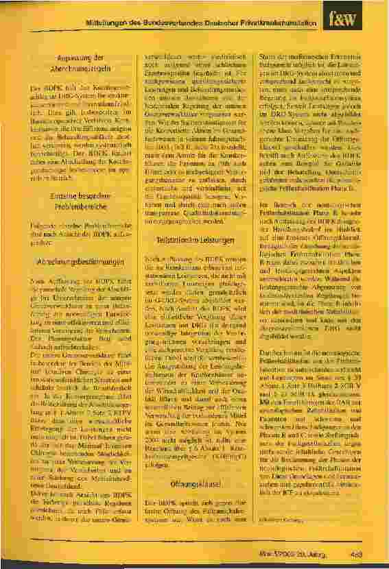 Vorschauseite 2: Positionspapier des BDPK zur Umsetzung des § 17 b KHG