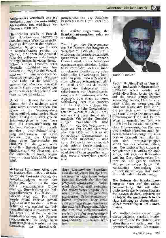 Vorschauseite 2: Lahnstein: ein Jahr danach Interviews mit den Abgeordneten R. Dreßler, Dr. D.Thomae, W. Lohmann