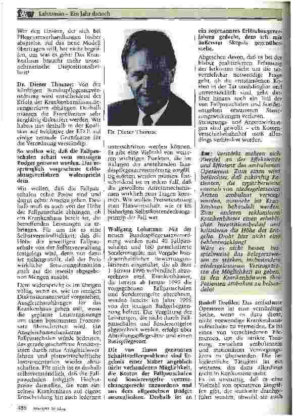 Vorschauseite 3: Lahnstein: ein Jahr danach Interviews mit den Abgeordneten R. Dreßler, Dr. D.Thomae, W. Lohmann