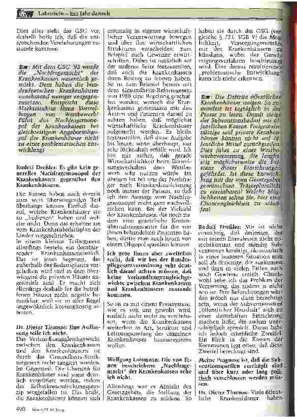 Vorschauseite 5: Lahnstein: ein Jahr danach Interviews mit den Abgeordneten R. Dreßler, Dr. D.Thomae, W. Lohmann