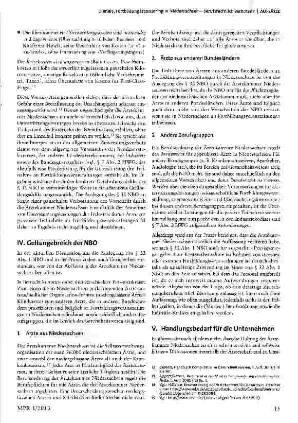 Vorschauseite 3: Fortbildungssponsoring in Niedersachsen - berufsrechtlich verboten?