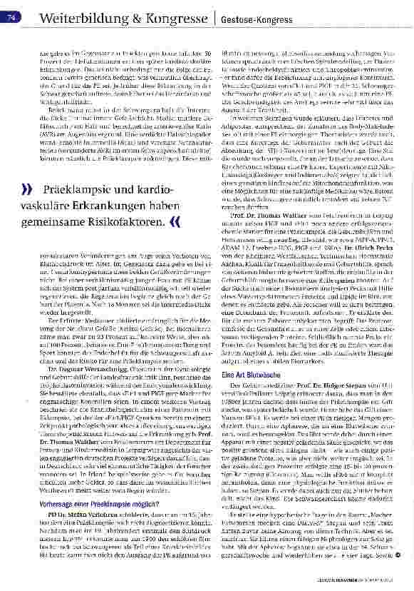 Vorschauseite 3: 15. Deutscher Gestose-Kongress in Berlin Präeklampsie im Blick der Forschung