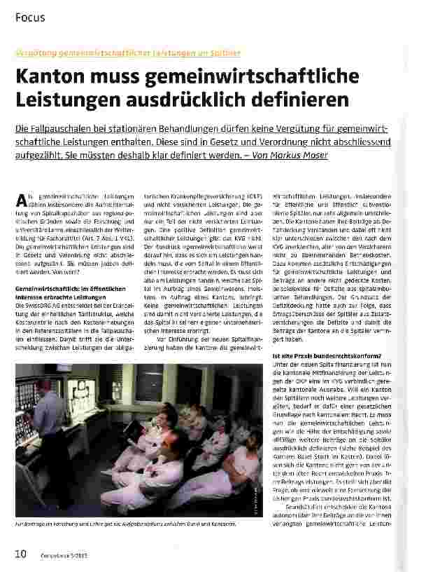 Vorschauseite 1: Kanton muss gemeinwirtschaftliche Leistungen ausdrücklich definieren
