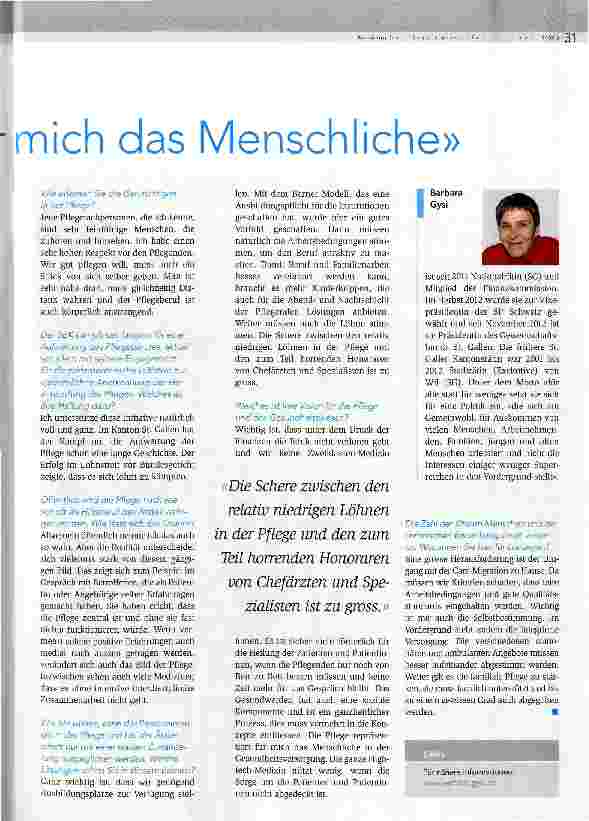 Vorschauseite 2: Die Pflege repräsentiert für mich als Menschliche