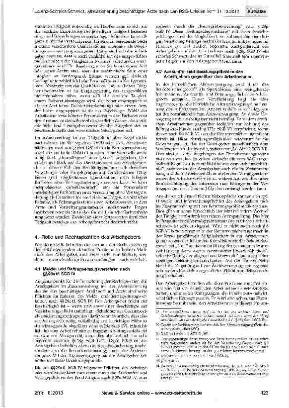 Vorschauseite 6: Die Alterssicherung beschäftigter Ärzte nach den BSG-Urteilen vom 31.10.2012