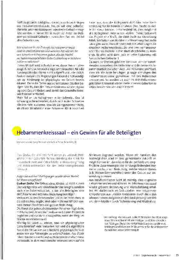 Vorschauseite 3: Das Modell Hebammenkreisssaal wird sich auf Dauer etablieren