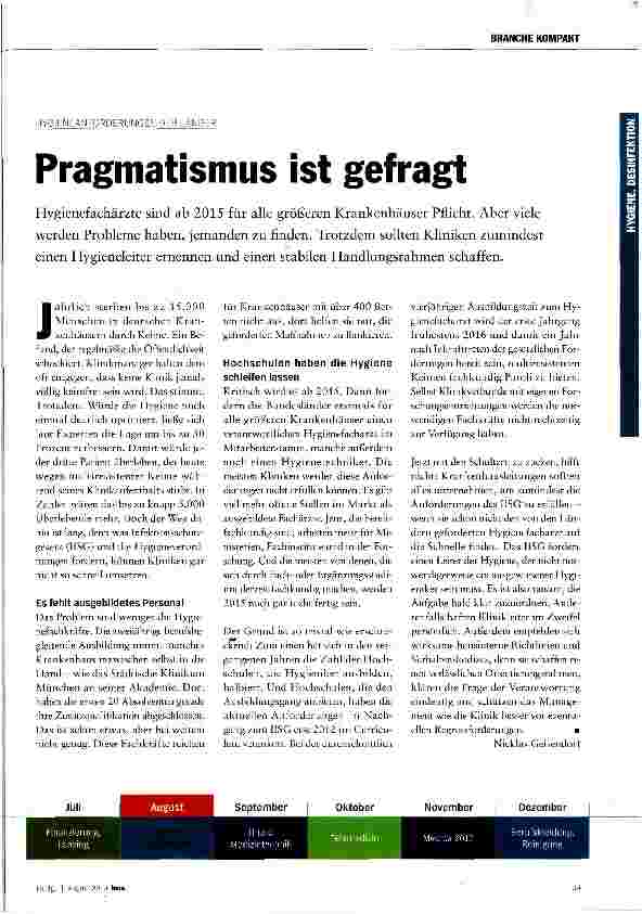 Vorschauseite 1: Pragmatismus ist gefragt
