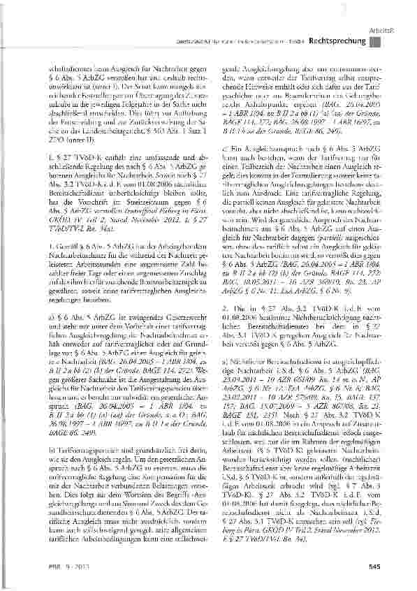 Vorschauseite 3: Zusatzurlaub für Nachtarbeit im Bereitschaftsdienst -TVöD-K