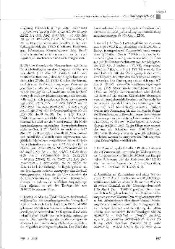 Vorschauseite 5: Zusatzurlaub für Nachtarbeit im Bereitschaftsdienst -TVöD-K