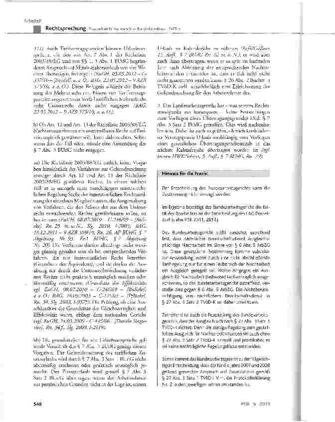 Vorschauseite 6: Zusatzurlaub für Nachtarbeit im Bereitschaftsdienst -TVöD-K