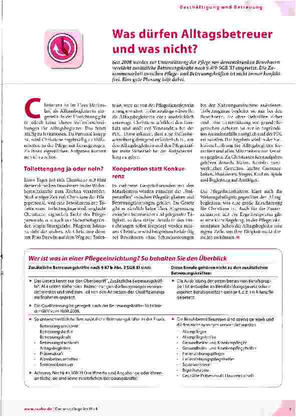 Vorschauseite 1: Was dürfen Alltagsbetreuer und was nicht?